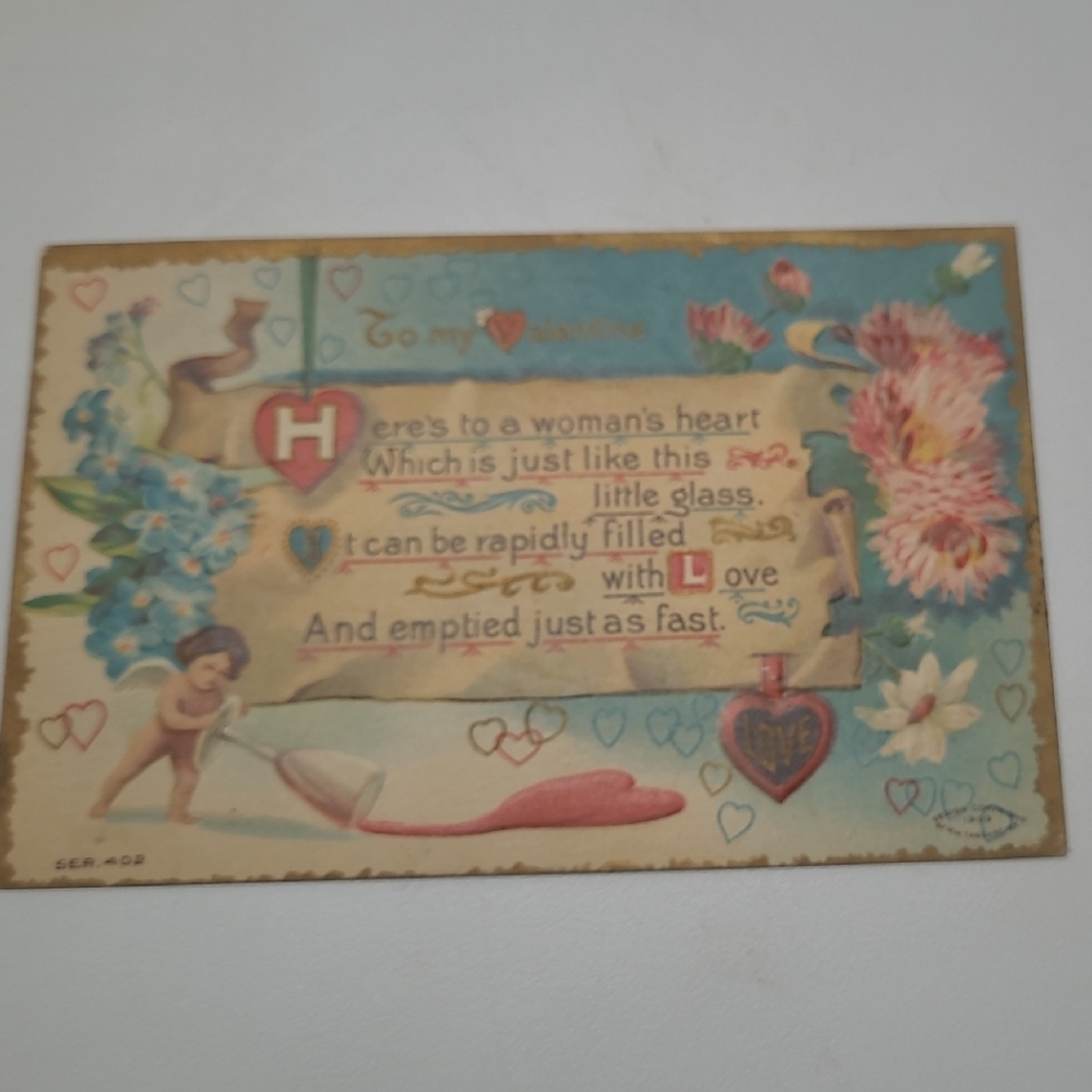 Vintage Floral Postcard with Heart Motif
